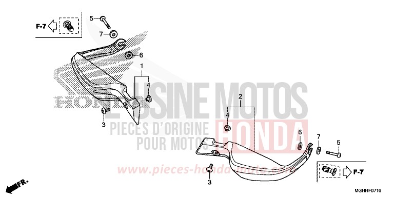 PROTEGE-DOIGTS de VFR1200X "Crosstourer" Méca CANDY PROMINENCE RED (R342) 2017